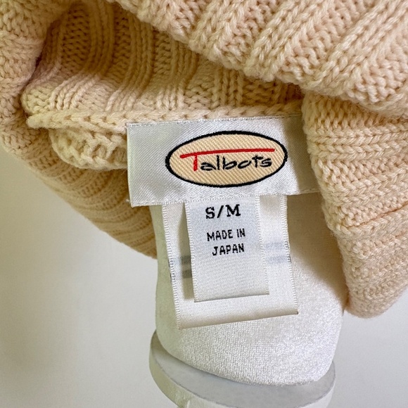 TALBOTS 100% Wool Ivory Cream Turtleneck Poncho with Fringe Made in Japan S/M - Picture 6 of 14